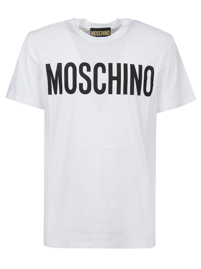 Shop Moschino Logo Printed T-shirt In Bianco Fantasia