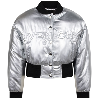 Shop Givenchy Down Jacket With Embroidery In Gray