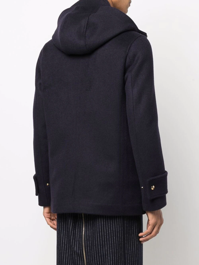 Thom Browne Cashmere Hooded Zip-up Parka In Blue