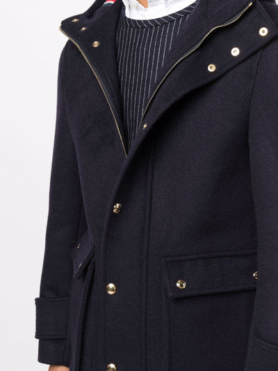 Shop Thom Browne Cashmere Hooded Zip-up Parka In Blue