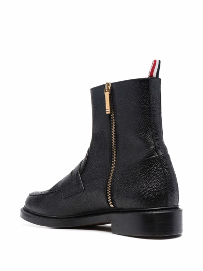 Shop Thom Browne Goodyear-sole Penny Loafer Ankle Boots In Black