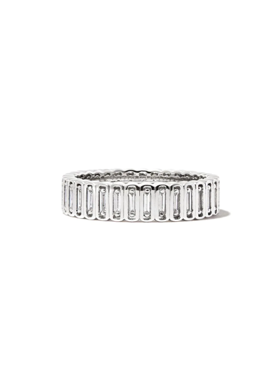 Shop Suzanne Kalan 18kt White Gold Inlay Diamond Eternity Ring In Silver