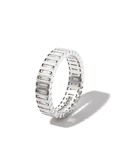 Shop Suzanne Kalan 18kt White Gold Inlay Diamond Eternity Ring In Silver