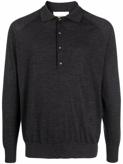 Shop Nanushka Wool Long-sleeve Polo Shirt In Grey