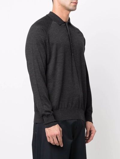 Shop Nanushka Wool Long-sleeve Polo Shirt In Grey