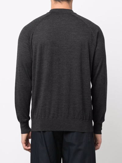 Nanushka Long-sleeve Merino Polo Shirt In Grey
