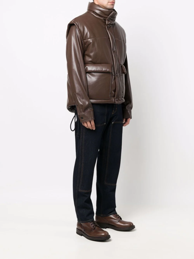 Shop Nanushka High-neck Puffer Vest In Brown