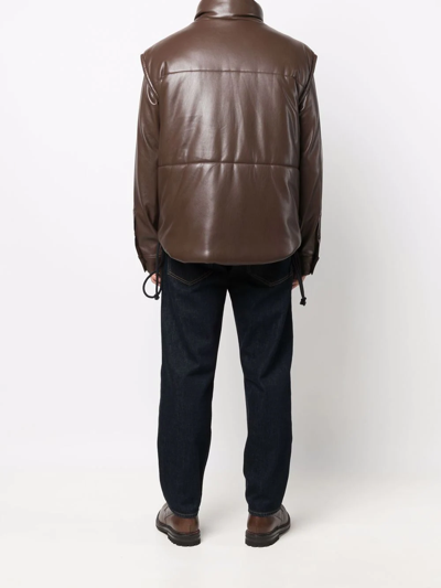 Shop Nanushka High-neck Puffer Vest In Brown
