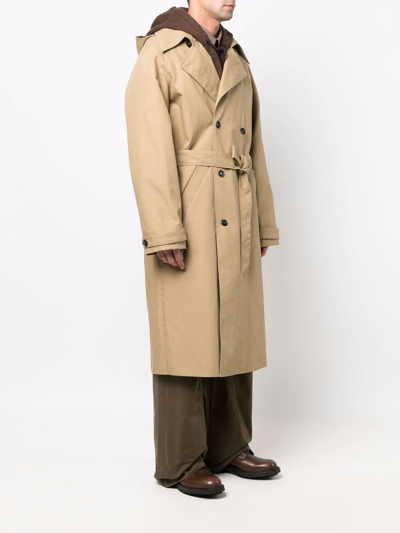 Nanushka Hooded Trench Coat In Neutrals