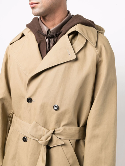 Nanushka Hooded Trench Coat In Neutrals