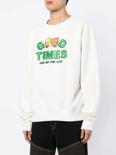 Shop Domrebel Good Times Long-sleeve Hoodie In White