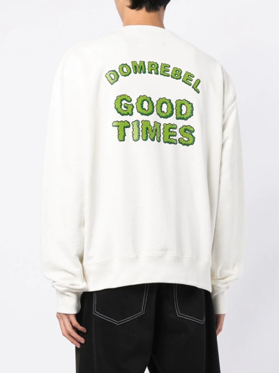 Shop Domrebel Good Times Long-sleeve Hoodie In White