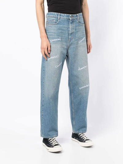 Shop Domrebel Logo-embroidered Straight-leg Jeans In Blue