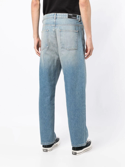 Shop Domrebel Logo-embroidered Straight-leg Jeans In Blue