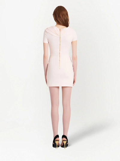 Balmain Button-embossed Fitted Dress In Neutrals