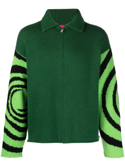 Shop The Elder Statesman Natural Mistic Zip-up Cardigan In Green