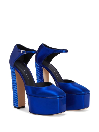 Shop Giuseppe Zanotti Bebe Pixel Platform Pumps In Blue