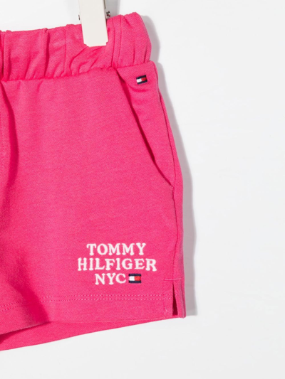 Tommy Hilfiger Junior Embroidered-logo Track Shorts In Pink