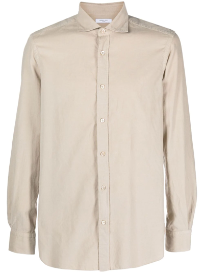 Shop Boglioli Spread-collar Long-sleeve Shirt In Neutrals