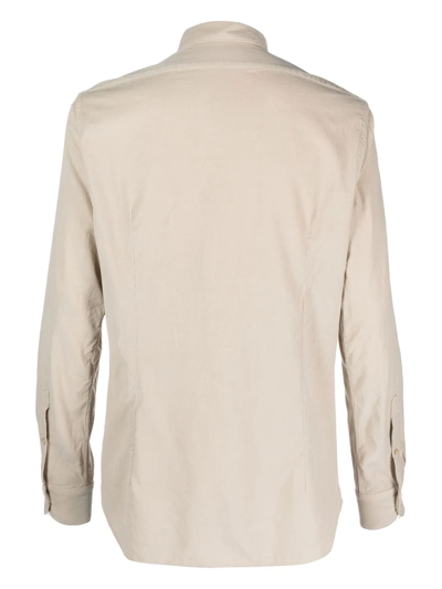 Shop Boglioli Spread-collar Long-sleeve Shirt In Neutrals