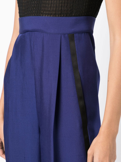 Shop Ferragamo Two-tone Silk Jumpsuit In Blue