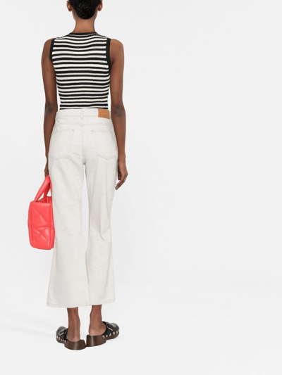 Stella Mccartney Logo Flared High-waisted Trousers In Neutrals