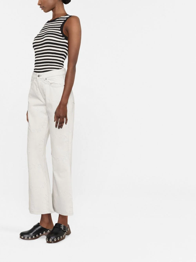 Stella Mccartney Logo Flared High-waisted Trousers In Neutrals