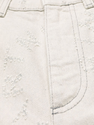 Stella Mccartney Logo Flared High-waisted Trousers In Neutrals