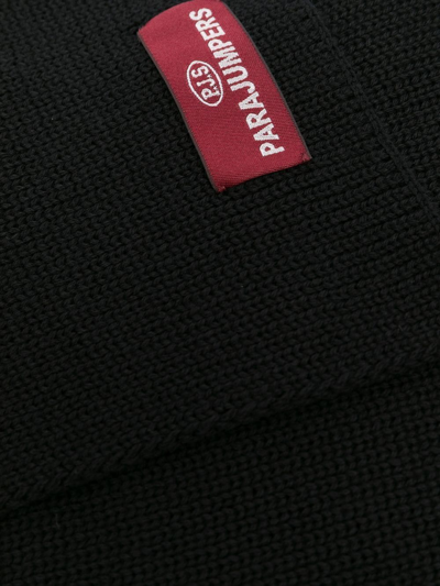 Shop Parajumpers Logo-patch Knitted Scarf In Black