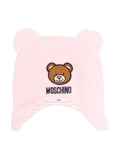 Shop Moschino Logo-embroidered Beanie Hat In Pink