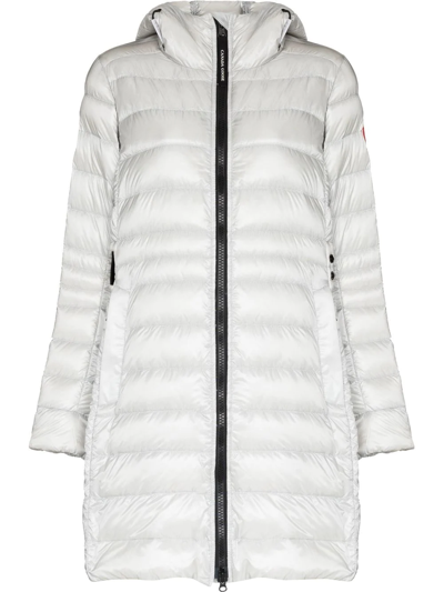 Shop Canada Goose Cypress Hooded Coat In Silver