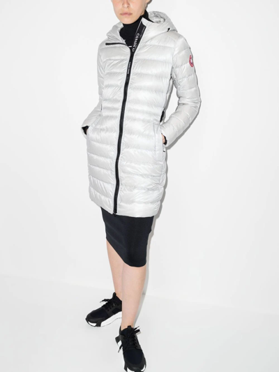 Shop Canada Goose Cypress Hooded Coat In Silver