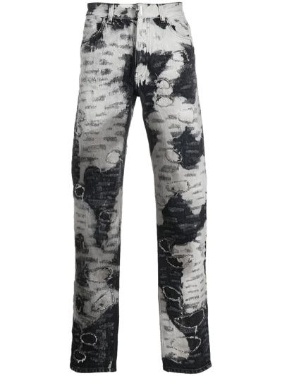 Givenchy Monochrome Distressed Slim-leg Jeans In Neutrals