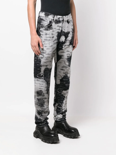 Givenchy Monochrome Distressed Slim-leg Jeans In Neutrals