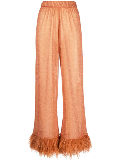 Shop Oseree Lumière Plumage Wide-leg Trousers In Orange