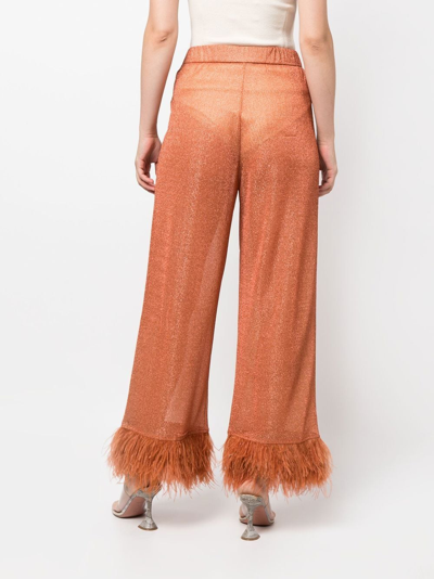 Shop Oseree Lumière Plumage Wide-leg Trousers In Orange