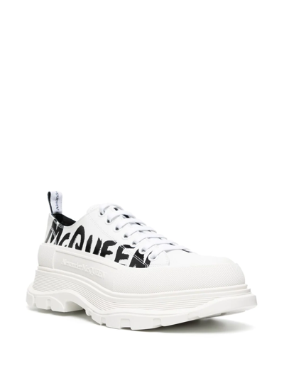 Shop Alexander Mcqueen Tread Slick Graffiti-print Sneakers In White