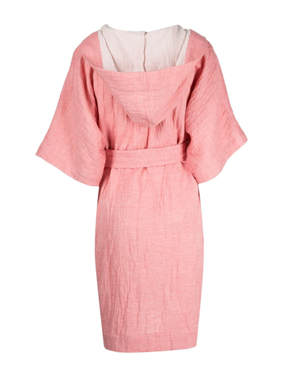 Lisa Marie Fernandez Hooded Cotton-linen Dressing Gown In Pink