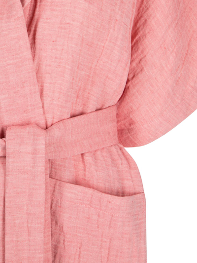 Lisa Marie Fernandez Hooded Cotton-linen Dressing Gown In Pink