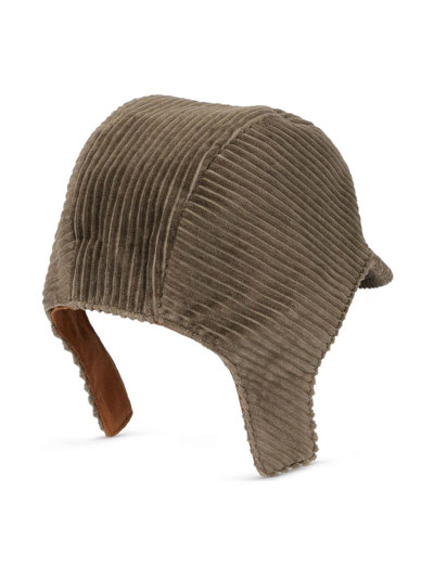 Shop Gucci Corduroy Ear-flap Cap In Brown
