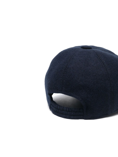 Fedeli Cashmere-cotton Textured Cap In Blue