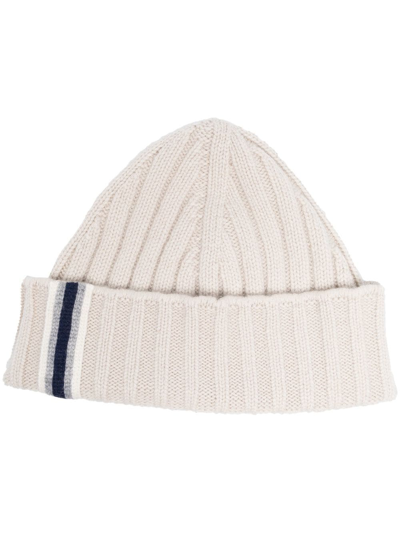 Shop Fedeli Ribbed-knit Cashmere Beanie In White