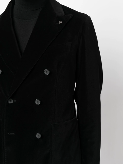 Shop Tagliatore Double-breasted Velvet Blazer In Black