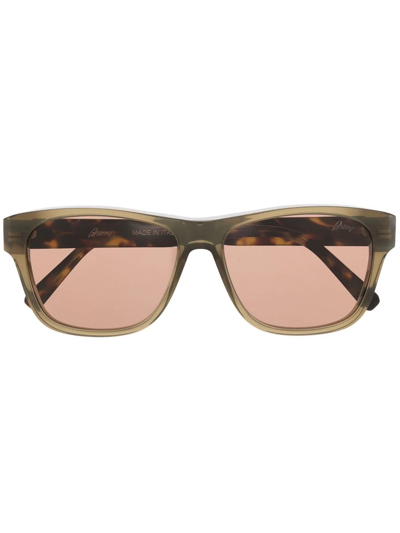 Shop Brioni Tortoiseshell-effect Square Sunglasses In Brown