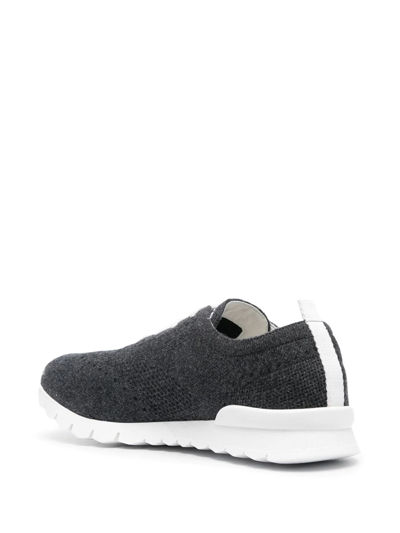 Shop Kiton Square Toe Sneakers In Grey