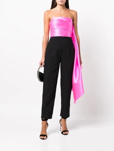 Shop Solace London Arlo Draped Strapless Jumpsuit In Black