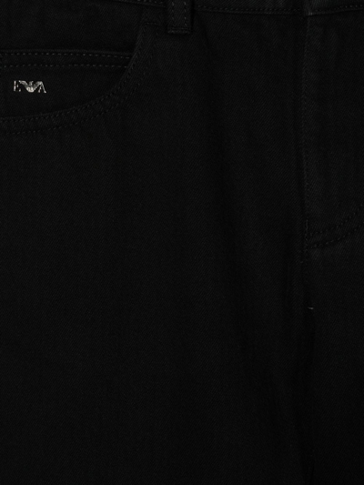 Shop Emporio Armani Teen Logo-print Jeans In Black