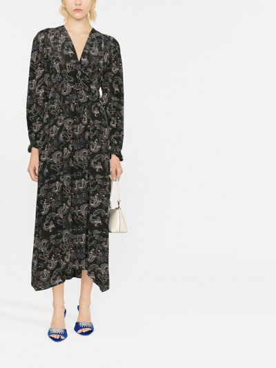 Isabel Marant Myrala Paisley-print Midi-length Dress In Black