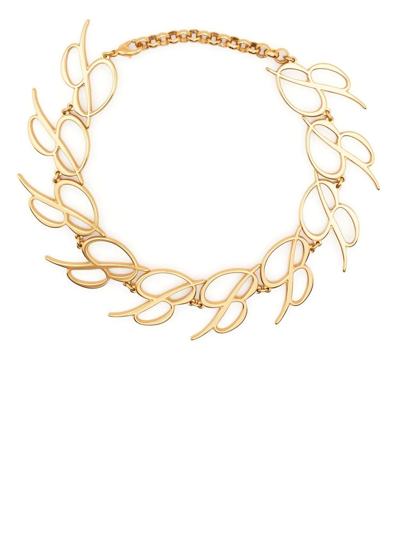 Shop Blumarine Logo Choker Necklace In Gold