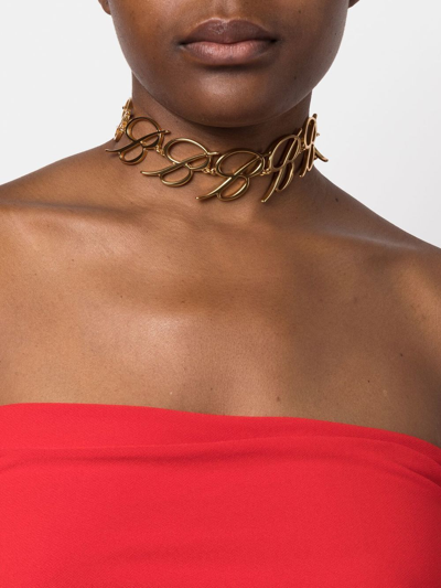 Shop Blumarine Logo Choker Necklace In Gold